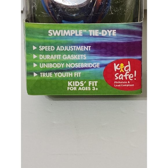 TYR Swimple Tie Dye Kids Fit and Safe 3+ Swimming Goggles Orange/Blue - Picture 2 of 7